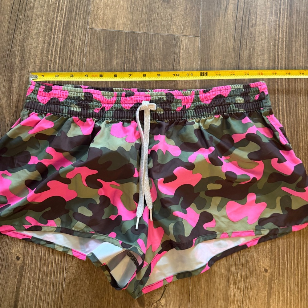 Op Ocean Pacific Swim Board Shorts Juniors XL 15-17 Pink Green Camo Drawstring - Picture 6 of 8